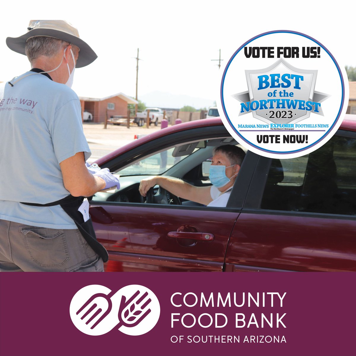 foodbankofsaz's tweet photo. We've been nominated! The Community Food Bank of Southern Arizona is up for the Best Non-Profit Organization for the Best of the Northwest 2023 Awards by Marana News and Foothills News.
Vote for us using the link: https://t.co/VvYfgrwXJO #communityfoodbank #foodbank #tucson https://t.co/BGsl6bGRaW