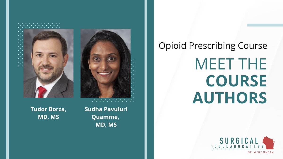 Meet the course authors for SCW's Course: A Surgical Prescriber’s Guide for Acute Pain Management and Opioid Stewardship! This course is available for CME credit through SCW's LMS. Find the course at connect.scwisconsin.org/courses/

#opioids #healthcare #Wisconsin #surgery