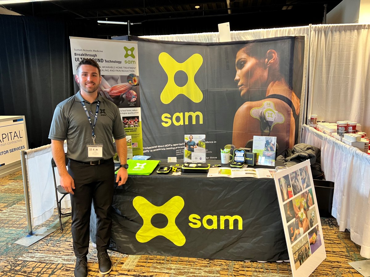 EATA 2023 was a great time! George and I had an awesome time talking with everyone about @samrecover . We look forward to reconnecting with everyone we talked with to help them utilize sam® within their practice. #sam #ultrasound #softtissue #healing #EATA #athletictraining