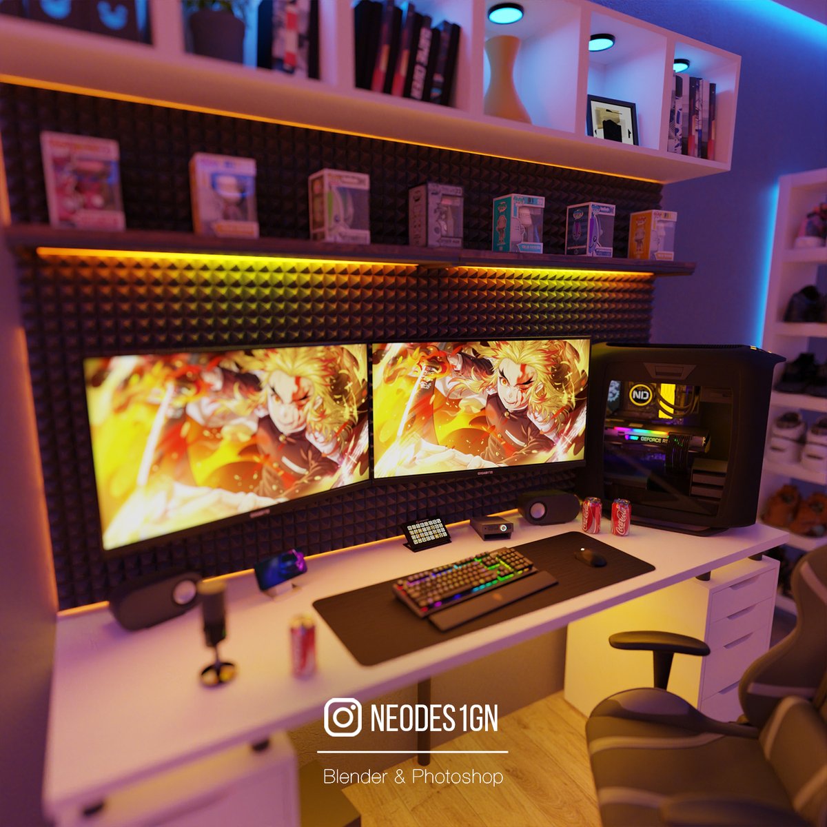 FIRE AND ICE

ROOM FOR OUR SUBSCRIBER 🎉

Want to design your room? Write to DIRECT

🔥| Rate this design 0-10
🔔| Follow <a href="/neodes1gn/">NeoDes1gn</a>
🔈| Like and comment!
⠀
Designed by ND

#neodes1gn #3droom #3d #setup #gamerroom #lux #interiordesign #blackstyle