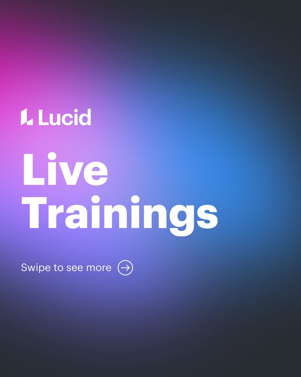 LucidSoftware's tweet image. Time to level up your Lucid skills! 

Sign up for one of our January live training sessions and learn how to master the #Lucidchart and #Lucidspark basics↴
training.lucid.co/calendar