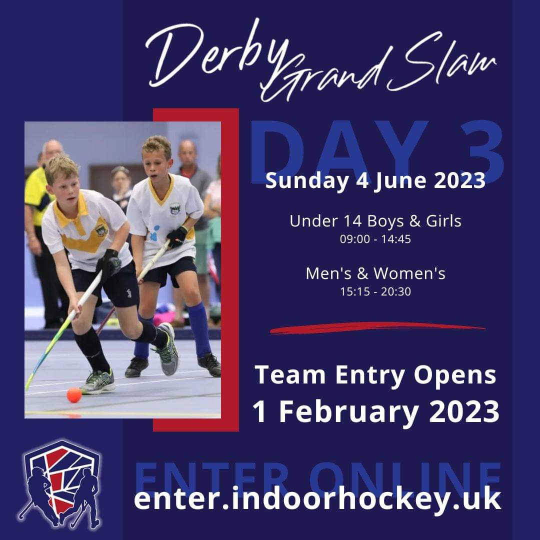 Get ready... It's coming! 

The Derby Grand Slam is returning to <a href="/derby_arena/">Derby Arena</a> Friday 2 June 2023 - Sunday 4 June 2023.

Featuring 12 age groups it promises to be an event not to miss.

Team entry opens 1 Feb. More info available on our website: bit.ly/3iwUYxh

#ihuk23