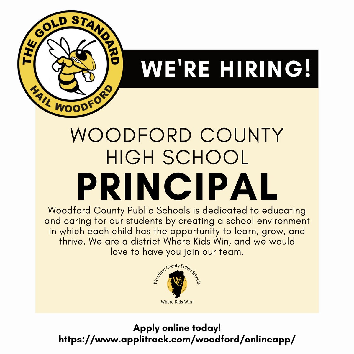Woodford County Public Schools is dedicated to educating and caring for our students by creating a school environment in which each child has the opportunity to learn, grow, and thrive. We are a district Where Kids Win, and we would love to have you join our team.