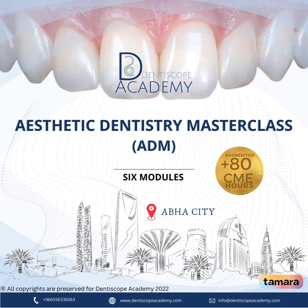dentiscope's tweet photo. Join the first Dentiscope Academy Masterclass ®️

(ADM) ; is the first comprehensive course to be held in Saudi Arabia that covers popular and current topics in aesthetic dentistry 🦷

🗓️ Starting this February
📍 Abha City, Saudi Arabia

For more info 👇🏻
https://t.co/ZKLBBXSBx7 https://t.co/LuEaUlfnyl