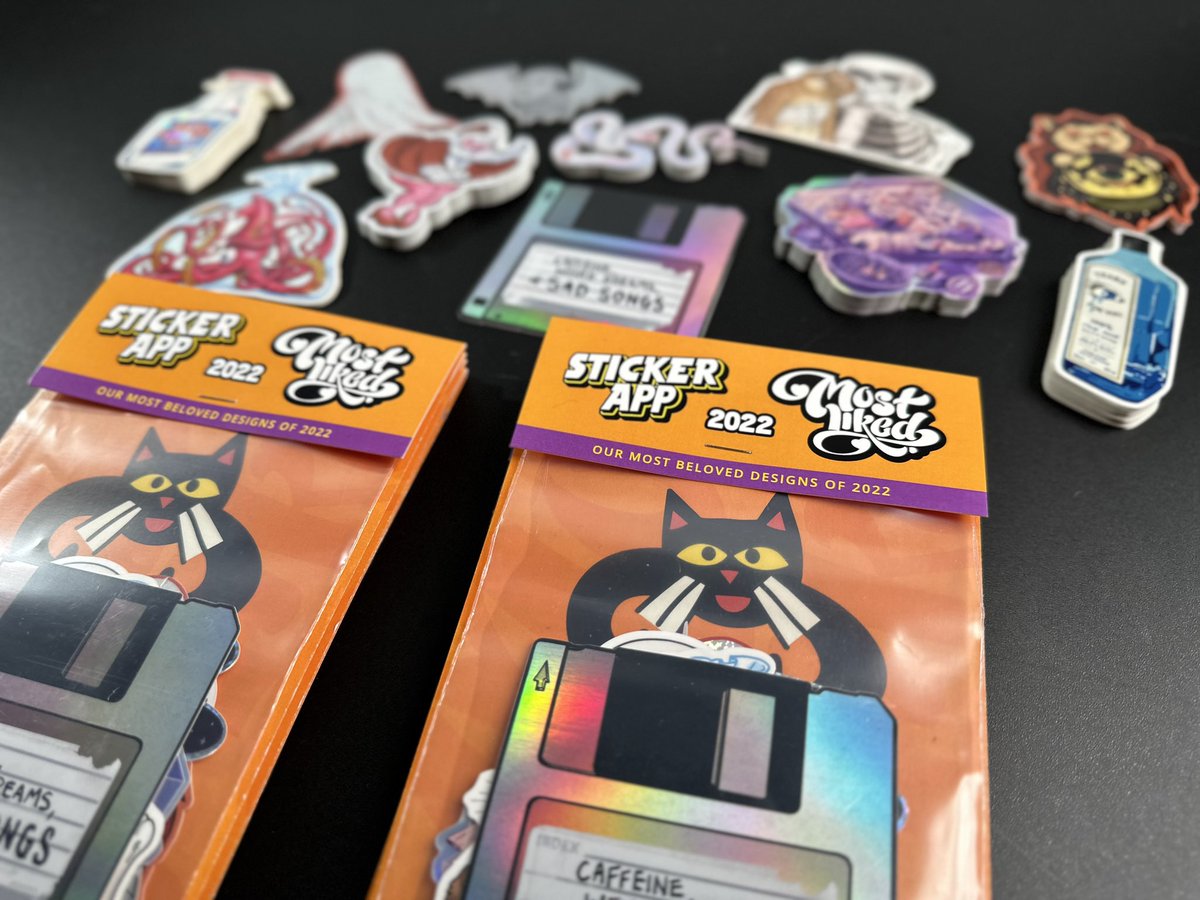 StickerApp's tweet photo. Guess what is officially out? Our “2022 Most Liked” sticker pack featuring 12 different artists we featured this year! 🤩🤘🥳
Get yours now at:
https://t.co/lGjixmKbKb
#stickerapp #customstickers #stickercat #mostliked2022 #stickerpack https://t.co/AaLMrzBQcI