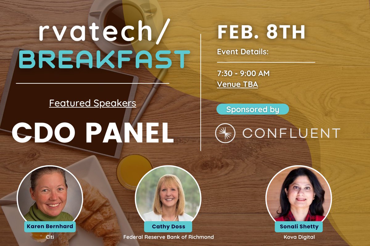 rvatechcouncil's tweet photo. Registration is open for our next #csuite breakfast event! Join the #rvatech community on Feb. 8th for our #ChiefDataOfficer panel feat. some incredible #tech leaders -
Register π https://t.co/VZrjHwDdSa https://t.co/jznkaOER5L