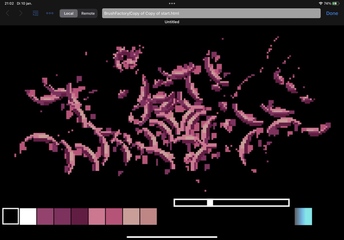 RudyvanEtten's tweet image. Exploring... I added a randomize color button. The original palette gets copied back each time and a mod is done to the r/g/b colors. I am now experimenting with the background color. #brushfactory #spriteeditor