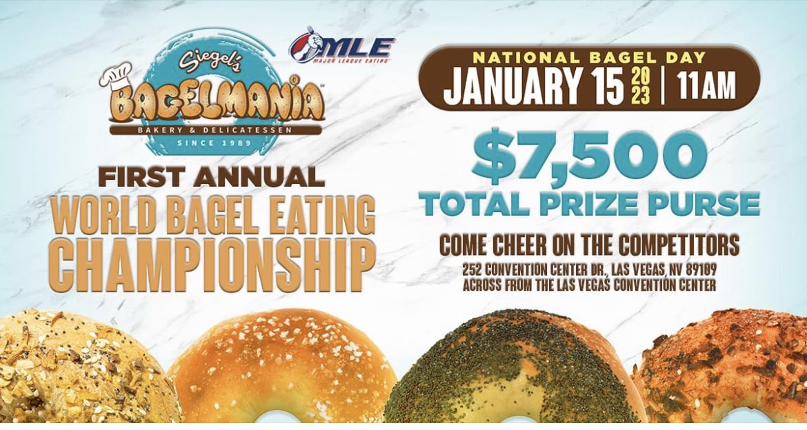 Nick Wehry (@nickwehry) on Twitter photo Sunday. 11am PST. <a href="/bagelmanialv/">Bagelmania</a> <a href="/eatingcontest/">Major League Eating</a>
|
<a href="/GeoffEsper/">Geoffrey Esper</a> <a href="/OMGitsMIKI/">Miki Sudo ⭐️</a> myself, Gideo Oji, <a href="/Adven_HEAVY_D/">The Adventures of HEAVY D</a> <a href="/JuanMoreBite/">Juan Rodriguez</a> <a href="/FreakEating/">Naader</a> and more! Sunday. 11am PST. <a href="/bagelmanialv/">Bagelmania</a> <a href="/eatingcontest/">Major League Eating</a>
|
<a href="/GeoffEsper/">Geoffrey Esper</a> <a href="/OMGitsMIKI/">Miki Sudo ⭐️</a> myself, Gideo Oji, <a href="/Adven_HEAVY_D/">The Adventures of HEAVY D</a> <a href="/JuanMoreBite/">Juan Rodriguez</a> <a href="/FreakEating/">Naader</a> and more!