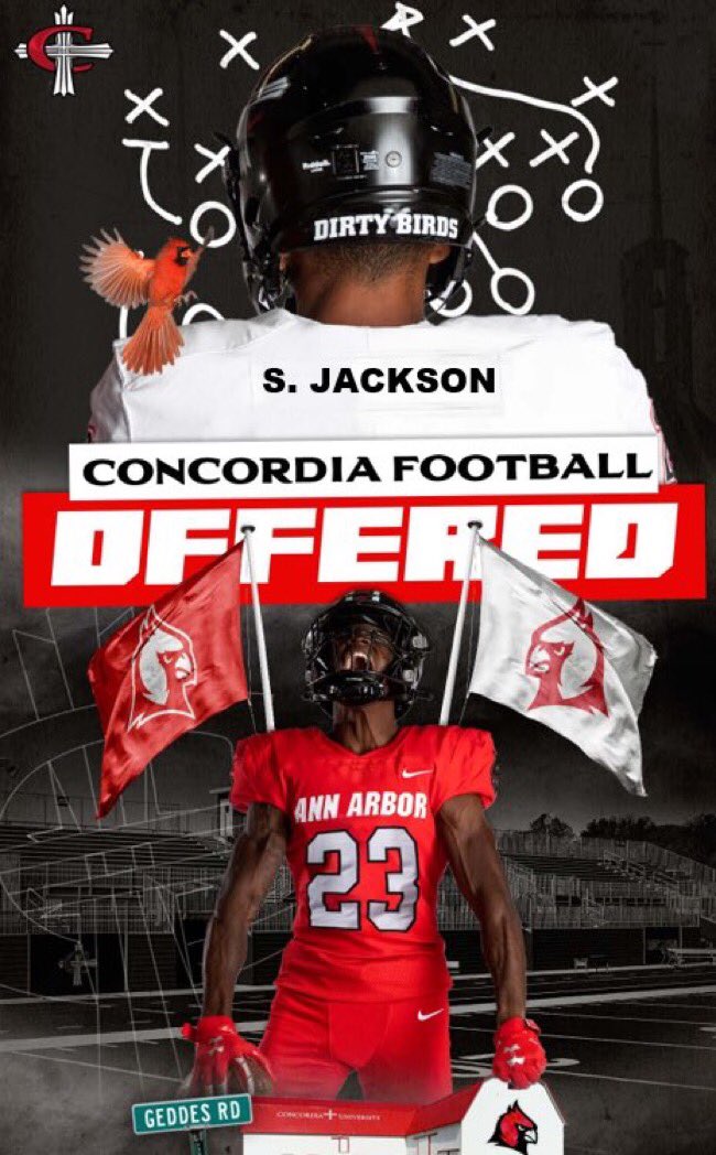 #AGTG for putting me in the position I’m in today because without him it wouldn’t be possible. I’m blessed to say I’ve received an offer from <a href="/CUAA_Football/">Concordia Football</a> to further my academic &amp; athletic journey! Huge thank you to <a href="/CoachSchu44/">Joshua Schumacher</a> <a href="/D_Green45/">Devin Green</a> #GoCards <a href="/RileyWildcatFB/">SB Riley Wildcat Football</a> <a href="/CoachDLeeFB/">Coach Lee</a>