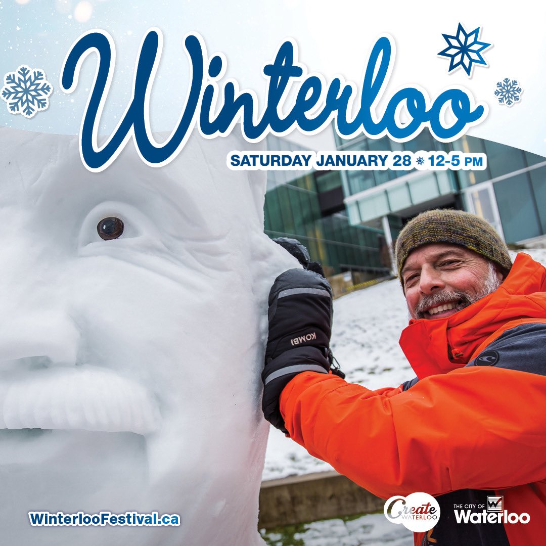 CreateWaterloo's tweet photo. ✨SAVE THE DATE!✨Waterloo's largest winter festival returns to uptown Waterloo Saturday, January 28 from 12pm-5pm.❄️

Enjoy winter-themed activities all day long!☃️⛸

More details to come.🌟

https://t.co/Ir1JCLMVms https://t.co/Zw0d5Xoov8