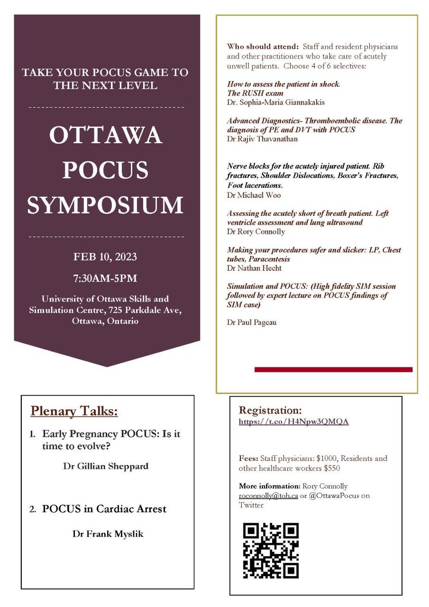 EM Ottawa (@emergmedottawa) on Twitter photo The <a href="/OttawaPocus/">Ottawa PoCUS Symposium</a> Symposium
Less than a month away! uottawacpd.eventsair.com/dem2022/2023po…
Amazing talks, speakers, and we have a few spots left!
@rajivthava <a href="/uOttawamwoo/">Michael Woo</a> <a href="/PageauP/">Paul Pageau</a>
#POCUS #emergencymedicine The <a href="/OttawaPocus/">Ottawa PoCUS Symposium</a> Symposium
Less than a month away! uottawacpd.eventsair.com/dem2022/2023po…
Amazing talks, speakers, and we have a few spots left!
@rajivthava <a href="/uOttawamwoo/">Michael Woo</a> <a href="/PageauP/">Paul Pageau</a>
#POCUS #emergencymedicine