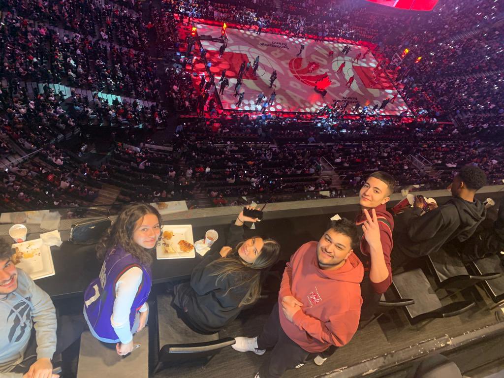 MPJ_TCDSB's tweet photo. Monsignor Percy Johnson students participating in a SHSM Sector Partnered Experience with Noah Trial and @MLSE.  

Students had a great time watching the @Raptors game against Charlotte 
@tcdsb @TCDSBPathways @cpitter01 @MalecStanley https://t.co/yXss5fid3a