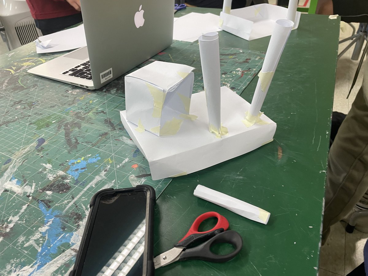 mabycraft's tweet photo. Some of the initial prototypes of student created cat towers are looking fun.
Obviously a ways to go, but it was fun to watch what they built with just paper and tape. #makerspace #dedignthinking #kispride https://t.co/f9vJl4Gczr