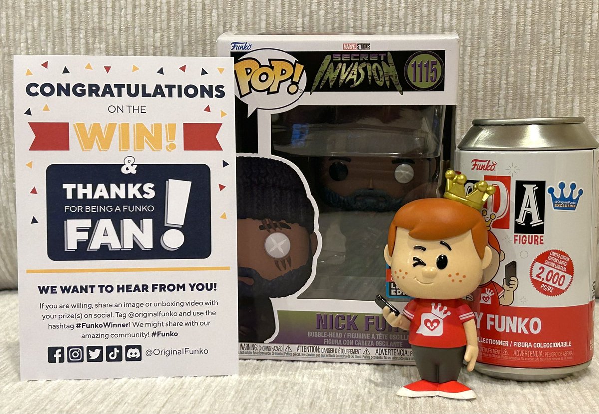 Kryptonite1938's tweet image. 👑 GRAND BIRTHDAY PRIZE! 👑
Won the Nick Fury POP! on my bday but #Funko SURPRISED &amp;amp; SHOCKED me with the SMF #FunkoSODA!🥤DREAMS DO COME TRUE‼️ Truly grateful for your generosity, @OriginalFunko 🙏🏻 @brianmariotti #FunkoWinner #FreddyFunko #FunkoFamily #FunkoFunatic