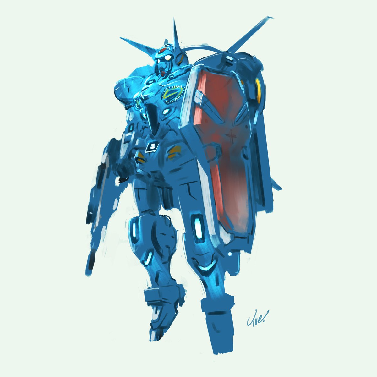 mecha robot no humans shield weapon gun solo  illustration images