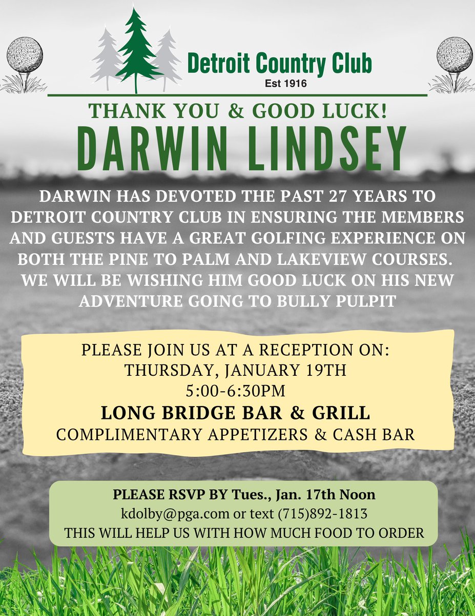 Please RSVP and join us as we say thank you and good luck to Darwin Lindsey!  We are truly blessed to have had him at DCC!