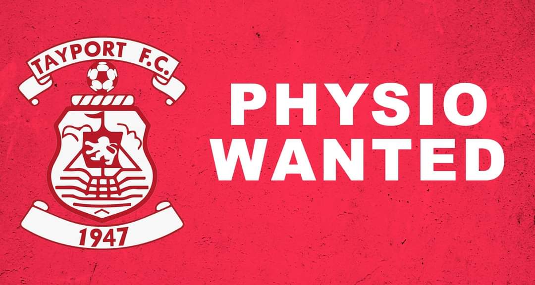 TayportFootball's tweet photo. OPPORTUNITY - PHYSIO WANTED
Tayport Football Club is looking to recruit a new club physio. Whether you’re fully qualified or still studying, this is a great opportunity open to all.
To enquire further or to apply, email: tayportfcwebsite@gmail.com or message the club. https://t.co/NJ5S0xvHGi