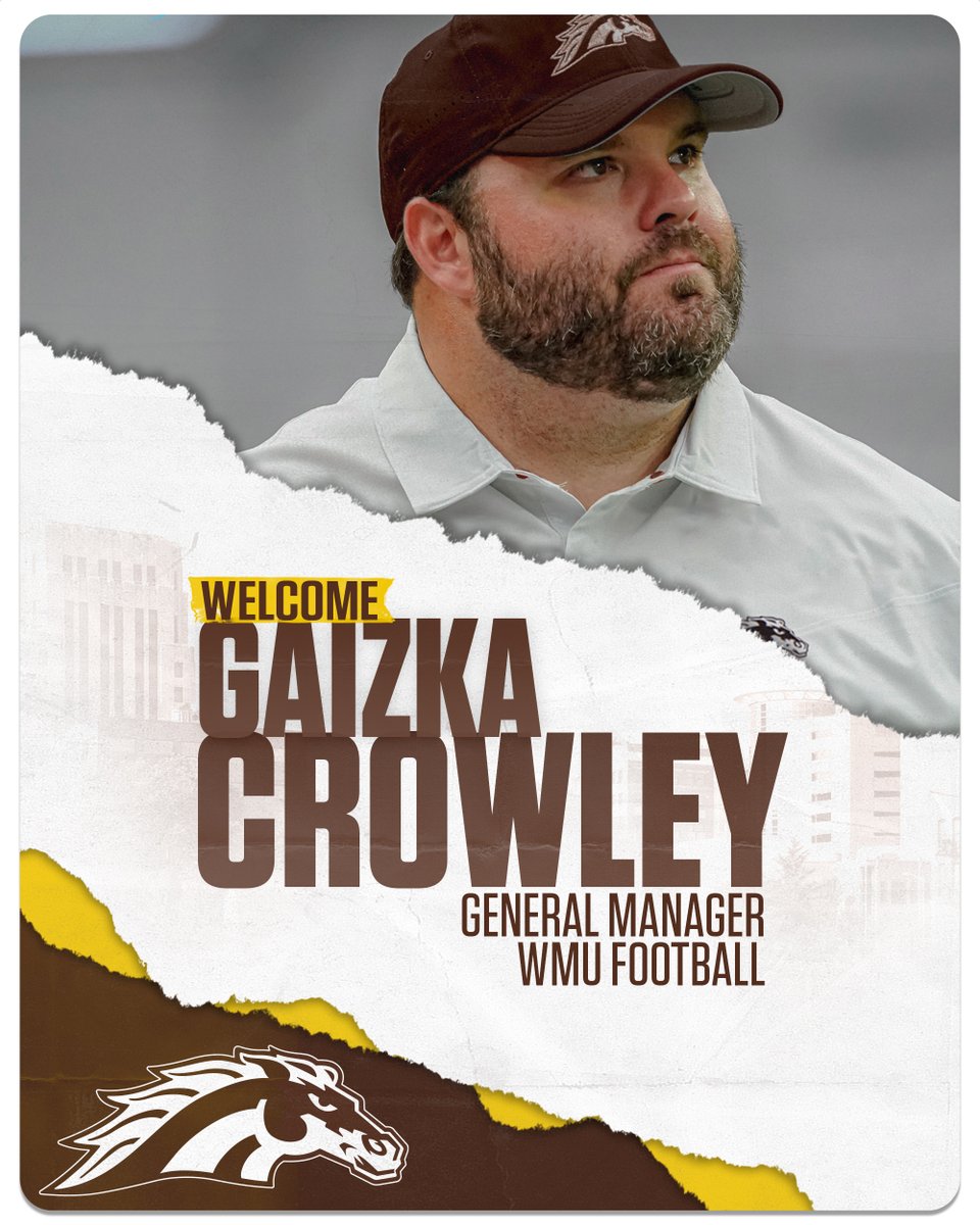 WMU_Football's tweet photo. We are excited to announce Gaizka Crowley (@gaizka_wmu) as our new General Manager! 

#BroncosReign
#BroncoBrotherhood https://t.co/RIDxmMkjIx