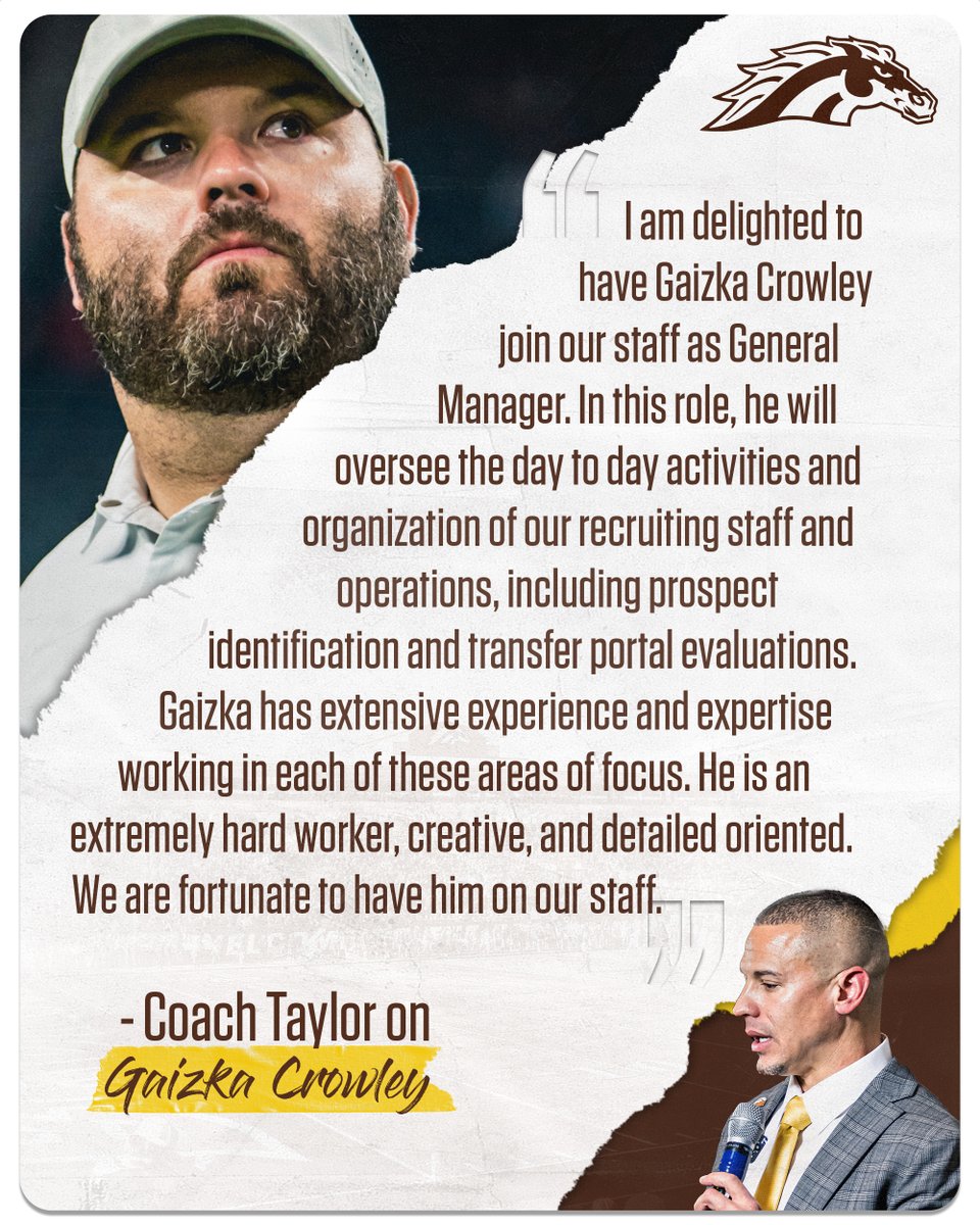 WMU_Football's tweet photo. We are excited to announce Gaizka Crowley (@gaizka_wmu) as our new General Manager! 

#BroncosReign
#BroncoBrotherhood https://t.co/RIDxmMkjIx