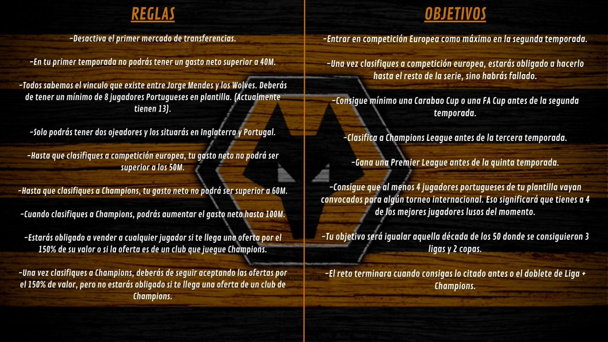 modocarrerafc's tweet photo. MODO CARRERA WOLVES 🐺 

El conjunto inglés se encuentra penúltimo en la Premier League y presentaron a Julen Lopetegui para cambiar esta dinámica negativa.

Tu objetivo será sacar al equipo de las posiciones bajas de la PL y convertirlo en uno de los mejores de Inglaterra. https://t.co/wQFANPKBDG