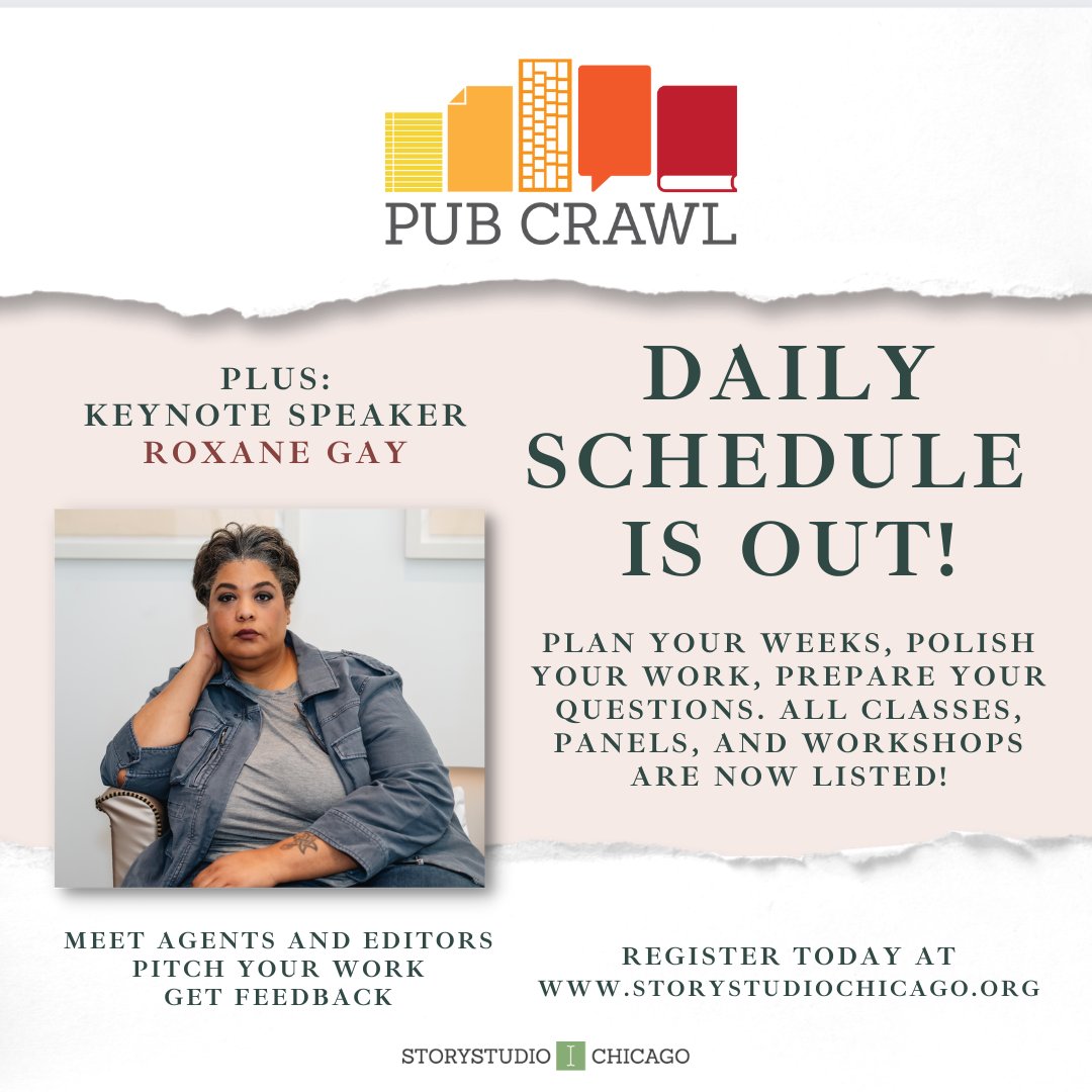 If you're on the fence about joining us for Pub Crawl, all it'll take is one glance at the daily schedule, and you'll be in. There's sooo much here. It's going to be quite a month. docs.google.com/document/d/1gq… Registration: storystudiochicago.org/pub-crawl/