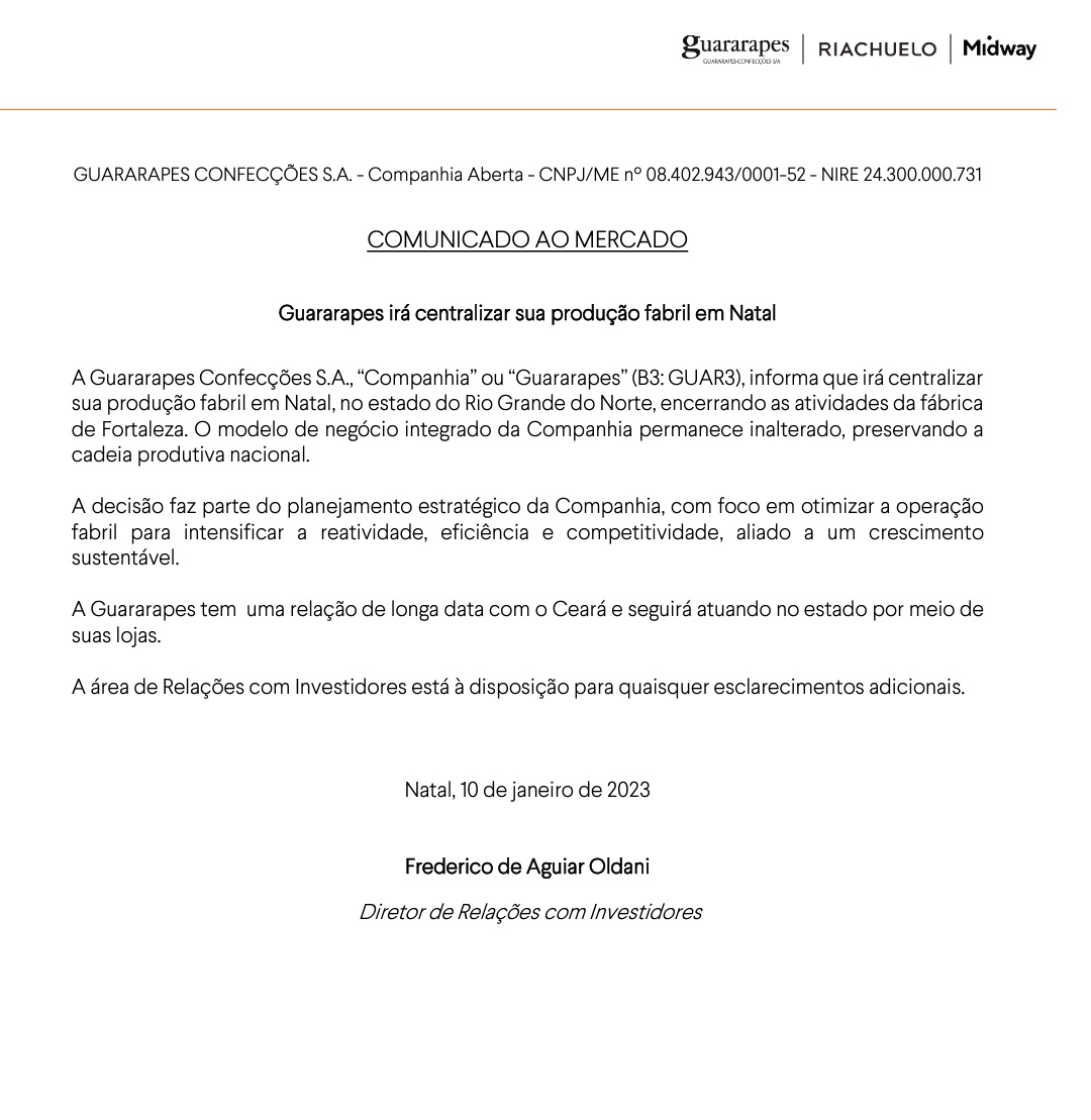 aldemirrn's tweet photo. Guararapes Confecções fecha sua unidade fabril do Ceará e transfere a produção para o RN. Antes do governo da professora @fatimabezerra isso era algo impensável. É o RN construindo sua competitividade. Central nesse processo foi a mudança do nosso regime de incentivos fiscais. https://t.co/gqaqZ58j7E