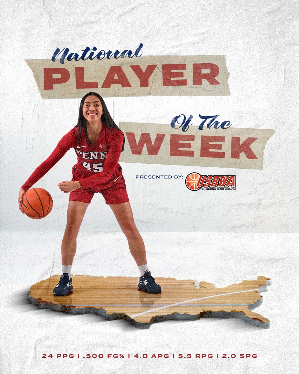 PennWBB's tweet photo. ๐ก๐๐ง๐๐ข๐ก๐๐ ๐ฃ๐๐๐ฌ๐๐ฅ ๐ข๐ ๐ง๐๐ ๐ช๐๐๐
Add another one to her resume... Kayla Padilla has been named @USBWA Ann Meyers Drysdale National Player of the Week!
๐ฐhttps://t.co/XSYGTgq9dq
#FightOnPenn https://t.co/PcjFbU7hxP