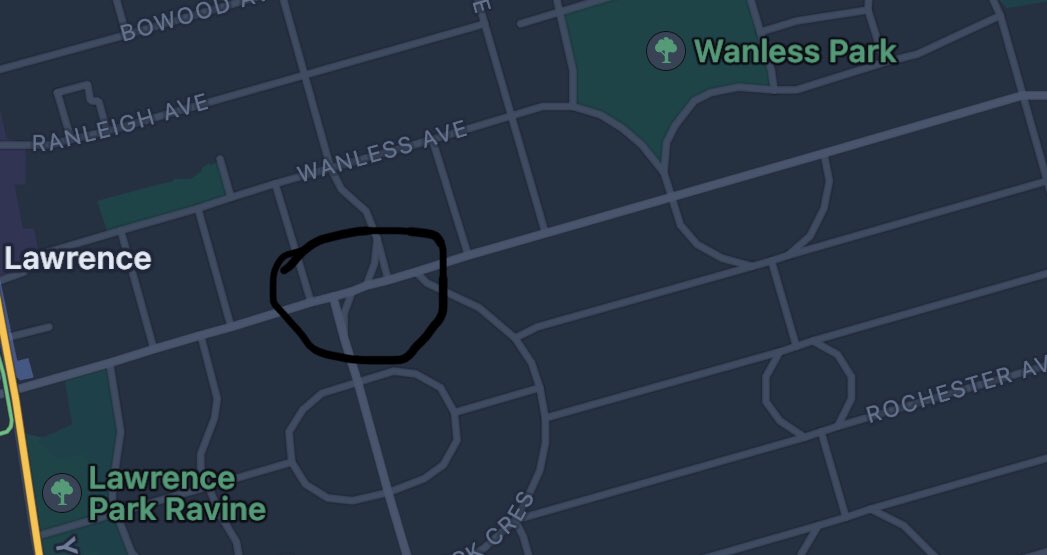 Blake92000657's tweet photo. @RCE_Official I was walking to the subway stop from school today and noticed, hey, this stretch of roads has, like, no crossroads! RCE would like that! But the I realised there was also whatever this is, so it may cancel out. https://t.co/8eQdD7nk3h