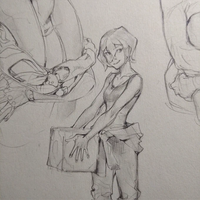 I've been playing too much games lately, but when the power goes out I try to draw something in a sketchbook. 