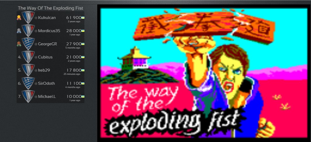 Tetris_Mickael's tweet photo. Amstrad, new score on The Way Of The Exploding Fist by 🇫🇷 keb29 : 17800

#BZHGames, #Amstrad, #CPC, #Amiga, #Atari, #Gamer, #RetroGaming, #RetroGames, #RetroGamer, #RetroGame, #HighScore, #indie, #videogames, #8bit, #scoring, #TheWayOfTheExplodingFist
https://t.co/iXbiDU45u7 https://t.co/TcRpWAJMCq
