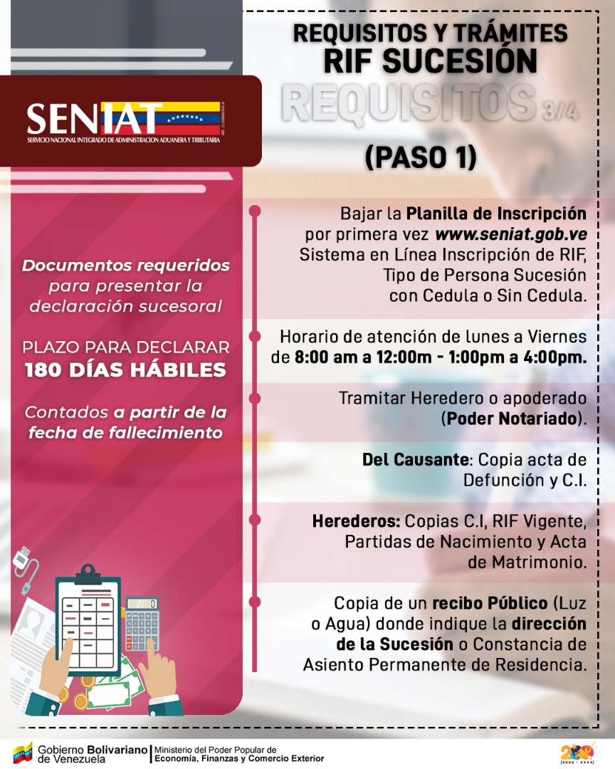 SENIAT_Oficial's tweet photo. Documentos requeridos para presentar la declaración sucesoral. 
#SENIATPotenciaLaEconomía https://t.co/qCPeRUSP9J