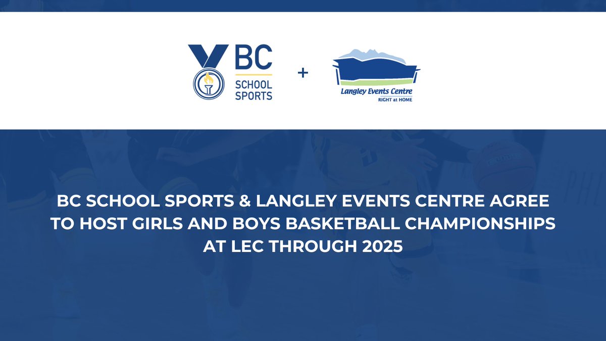 BCSchoolSports's tweet image. BC School Sports and Langley Events Centre (@LangleyEvents) are pleased to announce a partnership that will see the BC School Sports Girls and Boys Basketball Championships hosted at the LEC through at least the 2024-2025 academic year. Read full release: shorturl.at/fAK28
