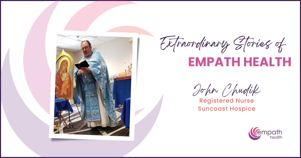 empathhealth's tweet photo. Read our new blog about  #SuncoastHospice RN &amp; an ordained priest, John Chudik &amp; how these dual roles impact our patients &amp; their families. #TeamEmpath #FullLifeCare #Hospice #Nurse #RegisteredNurse #RN #Nonprofit #HospiceCare #HospiceNurse #Hospice https://t.co/bQ6wJRTR3R https://t.co/8BVVEdcFtM