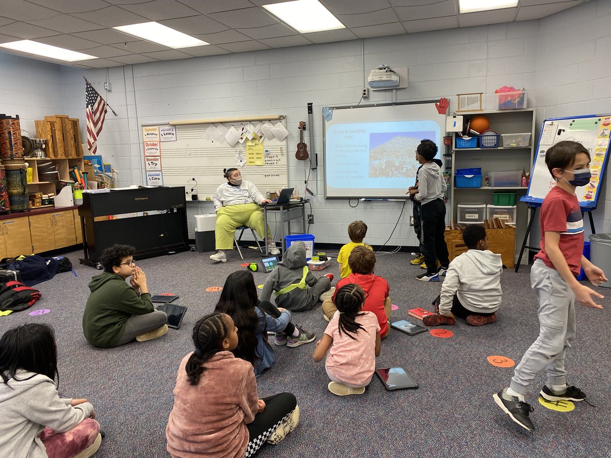 Community meeting crew prepped for a fun sustainability activity <a href="/CampbellAPS/">Maureen Nesselrode</a> is doing Friday morning during Crew Time. <a href="/ELeducation/">EL Education</a> <a href="/APS_Sustainable/">APS Sustainability</a> #apsgreen