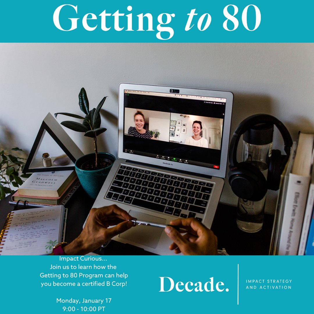Not ready to apply for #GettingTo80 just yet? 
Join us for our Getting to 80 Online Information Session! ✍
That's right, January 17th from 9:00 - 10:00 am PT we will be going deep into the #BCorpCertification and sharing more information about the program.