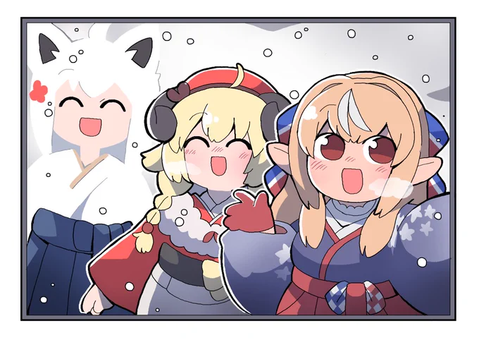 雪景色に溶け込む白上フブキ#絵フブキ #しらぬえ#つのまきあーと 