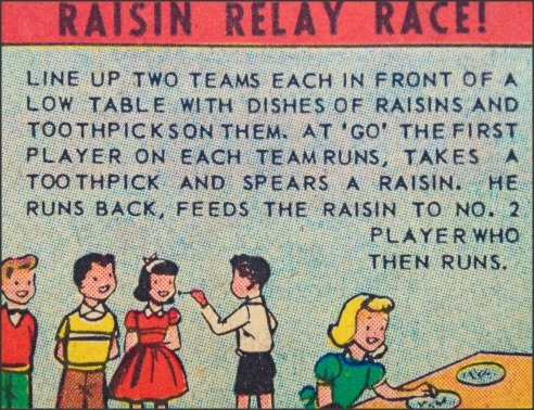 DrPopCultureUSA's tweet photo. Raisin Relay Race from the “Dairy Queen Party Book”, 1960 https://t.co/cS3Vu1zaUp