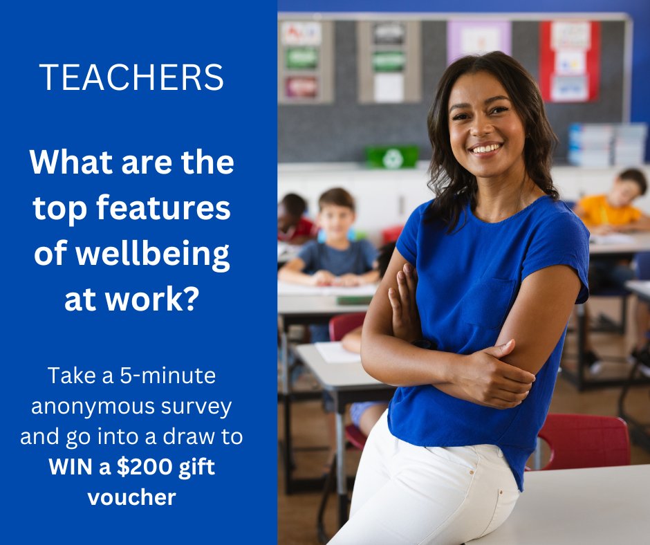 drkellyallen's tweet photo. Australian teachers: Take a 5 minutes survey for a fantastic PhD Researcher, Duyen Vo who is doing great things to understand wellbeing at work for you.  

It is 5 minutes (the best kind of survey) and a perfect school holiday activity! 

https://t.co/5vskXsjpsr https://t.co/yePO18QVlO