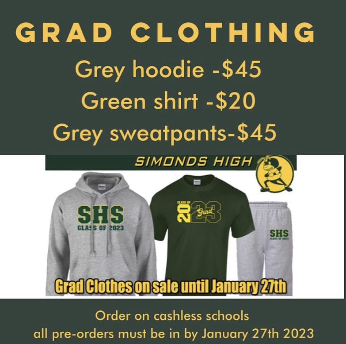 #GradClass2023 #GradClothing #OnSaleNow 💚💛🎓