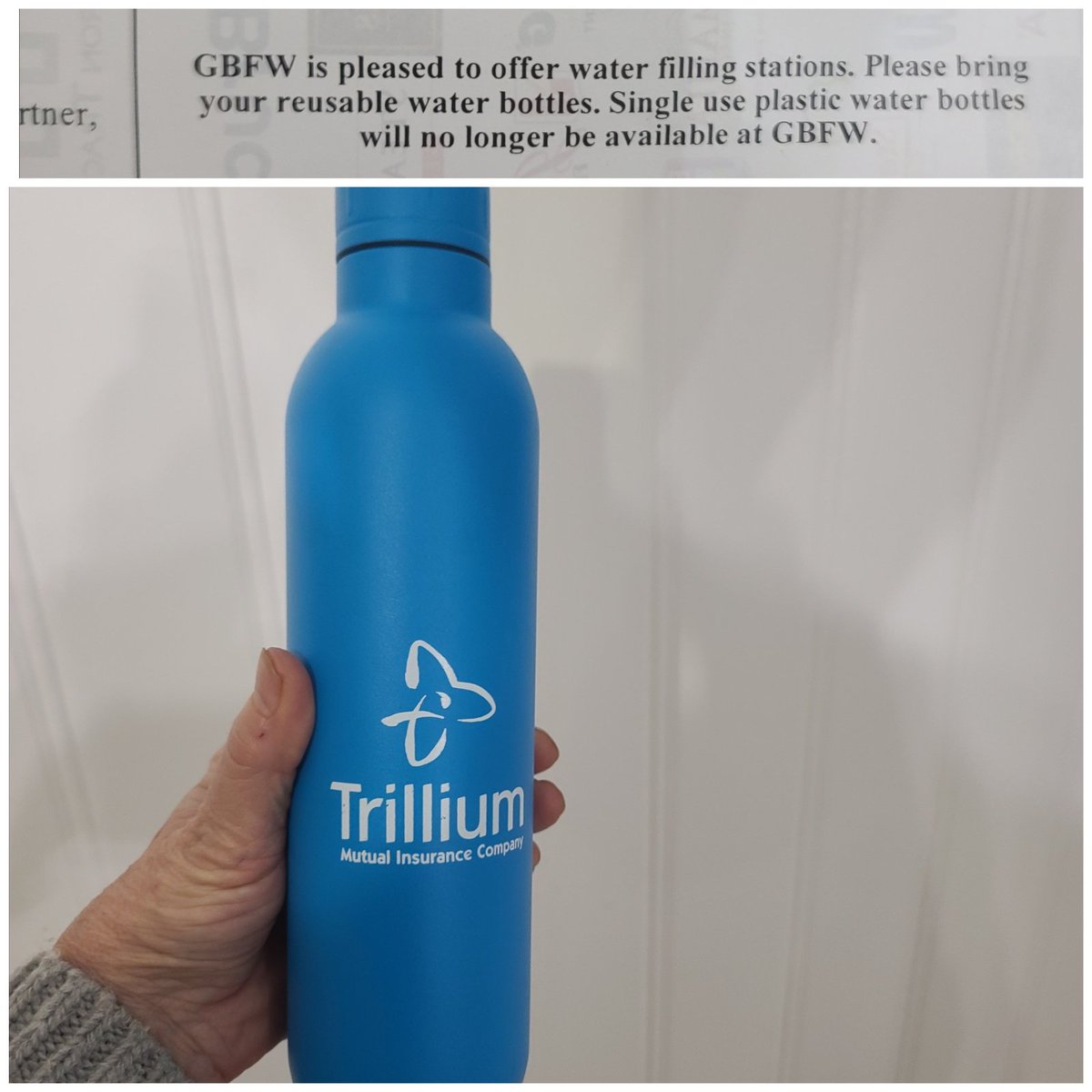 Good idea Grey Bruce Farmers Week  Happy to bring along my favourite refillable water bottle to the conference Reduce waste. 
#GBFW23
