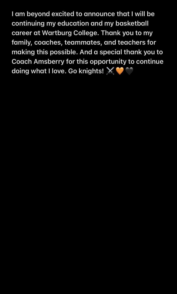 Extremely excited to announce my commitment to Wartburg. <a href="/WartburgWBBALL/">Wartburg Women’s Basketball</a> <a href="/WartburgKnights/">Wartburg Athletics</a> <a href="/WartburgCollege/">Wartburg College</a> <a href="/SCC_GBB/">South Central Calhoun Girls Basketball</a>