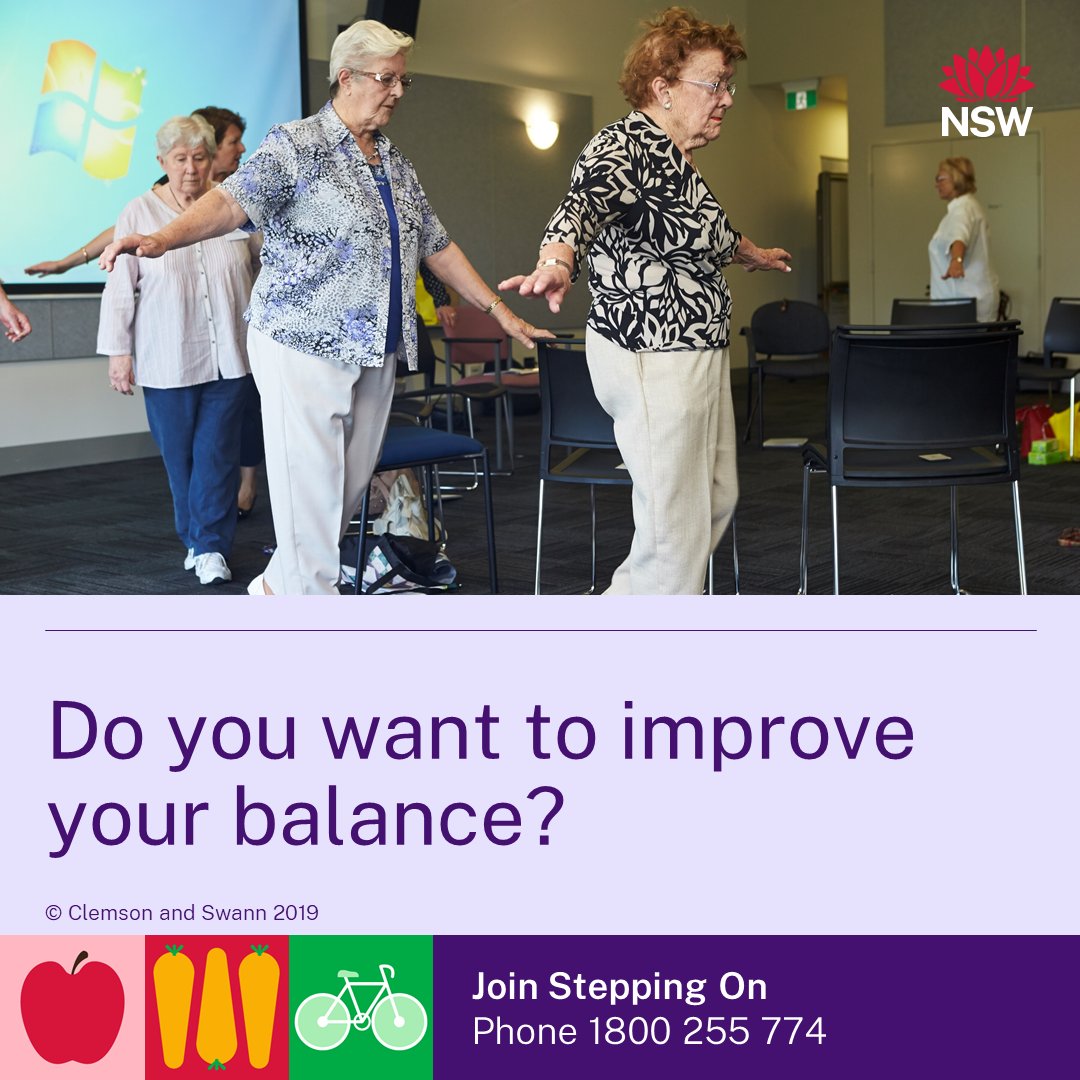 Improve your balance with Stepping On, a free 7-week program running at 3 venues on the Coast from Feb
📌Evergreen Life Care, W Gosford, from 13/2
📌Long Khanh Retirement Village, Toukley, from 14/2
📌St Luke’s Anglican Church, Woy Woy, from 15/2 
Register shorturl.at/aemA5