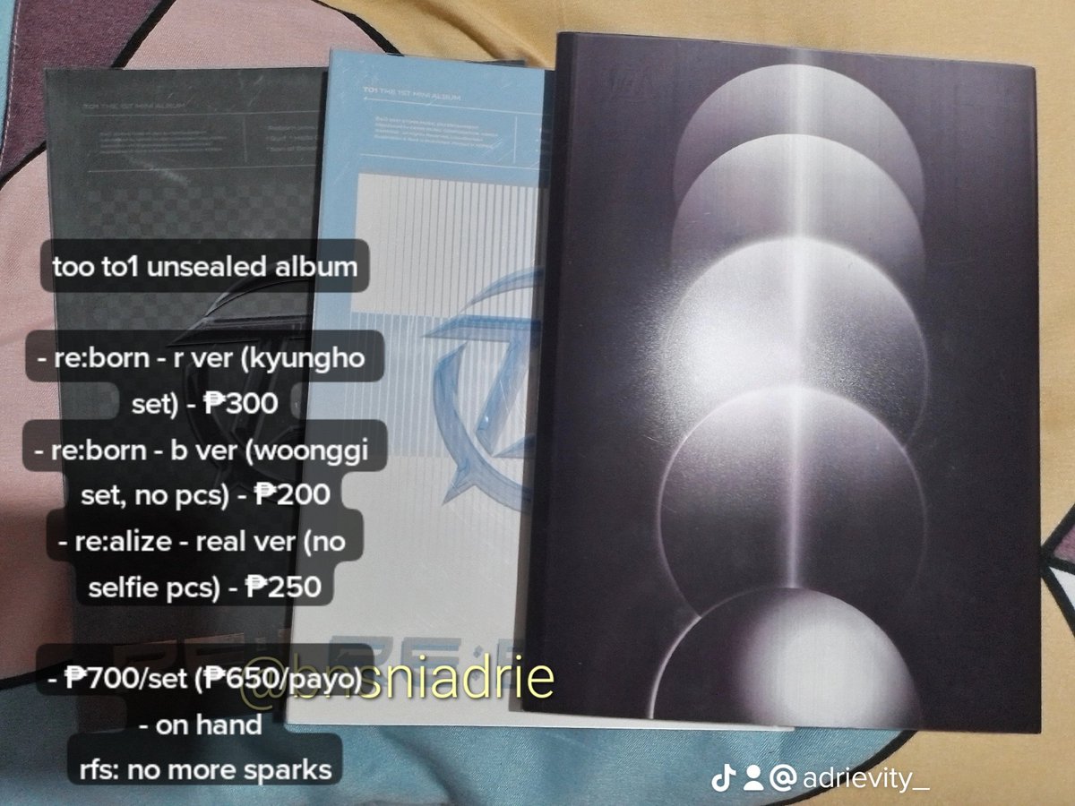 bnsniadrie's tweet photo. wts lfb ph to1 unsealed album
• check thread for prices and inclusions
• intl buyers with ph address ⭕️
• on hand
rfs: no more sparks
# reborn r b version kyungho woonggi set realize real ver jaeyun chan donggeon jisu chihoon minsu jerome
#nariesells https://t.co/2TFDBneiaE