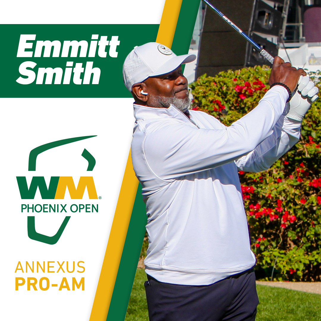 WMPhoenixOpen's tweet photo. The fan-favorite @annexusgroup Pro-Am at "The People's Open" has its first CELEB commitments!  Future HOF and member of the 700 home run club Albert Pujols, NFL Legend Emmitt Smith and the most decorated Olympian of all time Michael Phelps will tee it up at TPC Scottsdale. https://t.co/xiuW4qV3L9