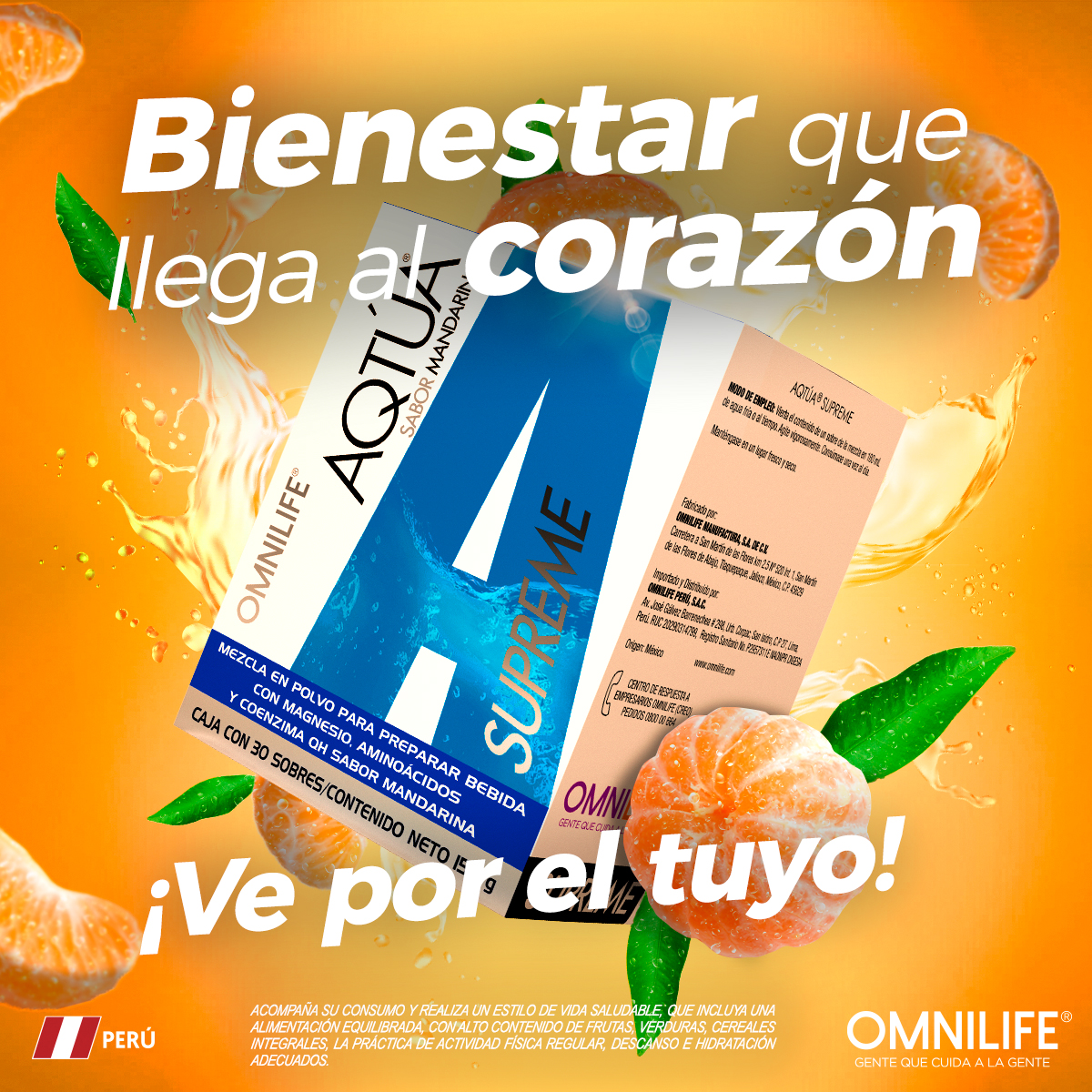 Disfruta de una probadita de bienestar con el delicioso sabor mandarina del Aqtúa Supreme 👌. 

Encuentra este producto con un Distribuidor Independiente de Perú. Conoce la disponibilidad y presentación en tu país.

#OMNILIFE