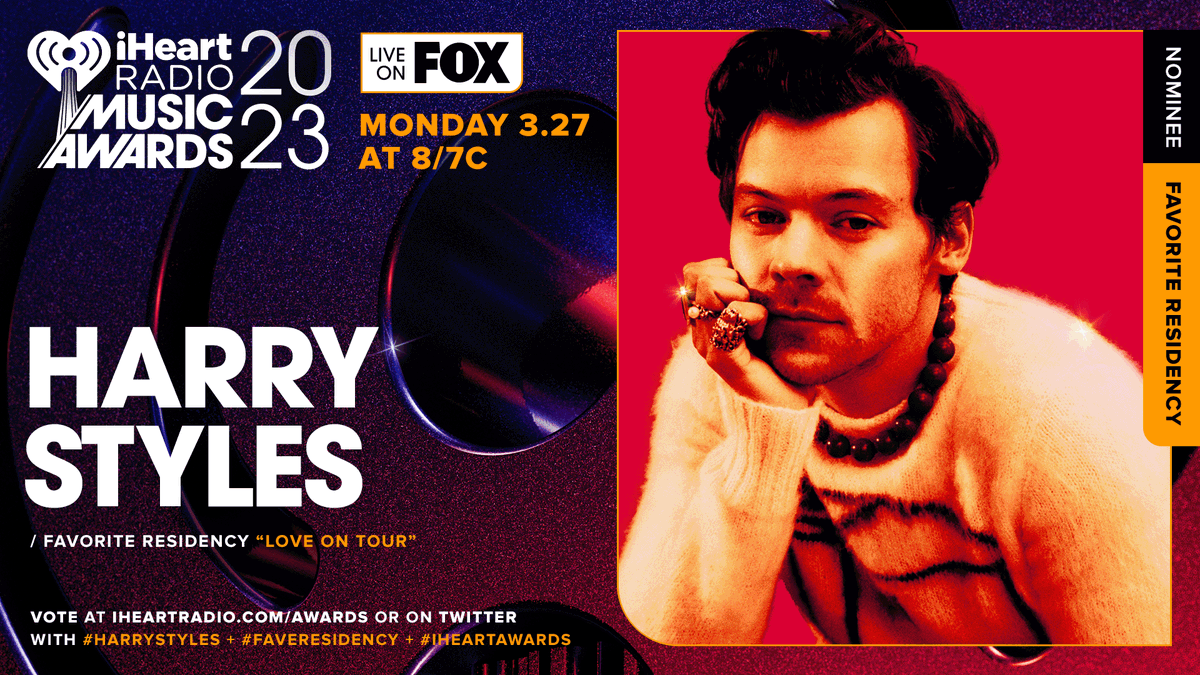 iHeartRadio's tweet photo. 📍 @Harry_Styles 📍

Vote using these hashtags: #HarryStyles #FaveResidency #iHeartAwards

And vote on: https://t.co/aPueslpaIw https://t.co/iRrAgJ2Nd9