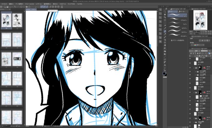 おはようございます!

DL新作進捗。
こういうのには対称定規を使ったりもします。でもそれは下描きまで。ペン入れにまで使うとちょいと不自然になる気がするのです。 