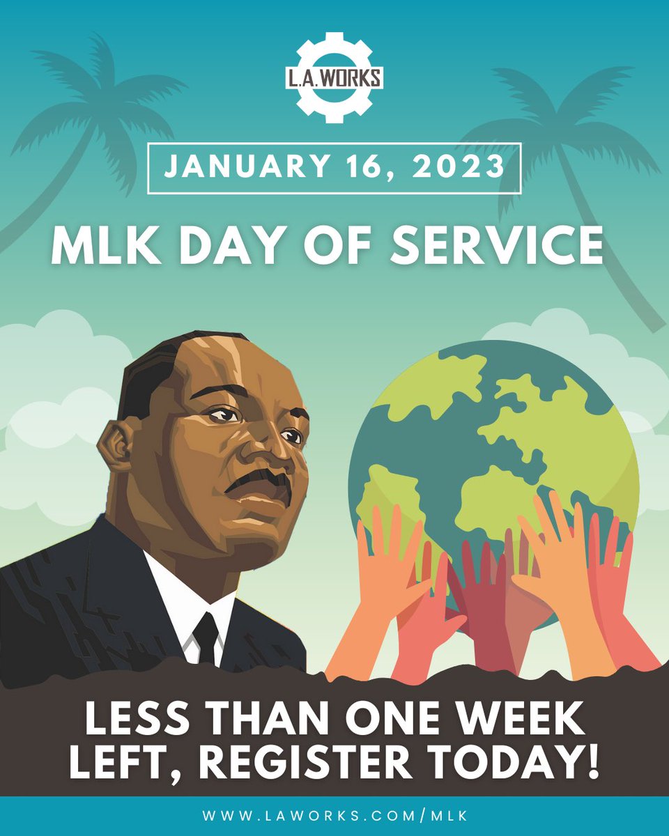 LESS THAN ONE WEEK LEFT - MLK DAY OF SERVICE 2023! Join L.A. Works on January 16, 2023, at the Los Angeles Memorial Coliseum for LA’s largest MLK Day of Service volunteer event! With a focus on environmental justice, this event will feature a nonprofit &amp; food fair, a panel (1/2)