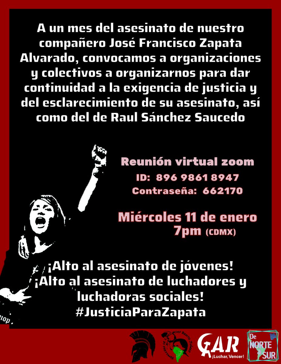 ComisionCE_BJ's tweet photo. ¡Justicia para nuestro camarada José Francisco Zapata Alvarado!
¡Zapata vive, la lucha sigue!

Tu asesinato no quedará impune, camarada.
#JusticiaParaZapata 
✊🏾✊🏾✊🏾 https://t.co/pnTH04Dk3p