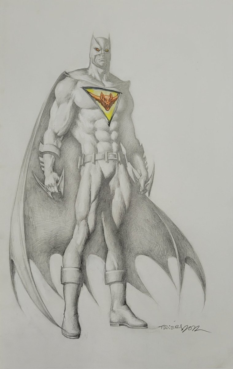 My newest acquisition. A commission of THE GREATEST BATMAN EVER. The Batman of 2050 by Mark Texeira from the futuristic Hex run. It was commissioned at NYCC but he couldn't finish it and mailed it to me. He added a splash of color to the eyes and emblem. <a href="/Toddsartattack/">Toddsartattack</a>